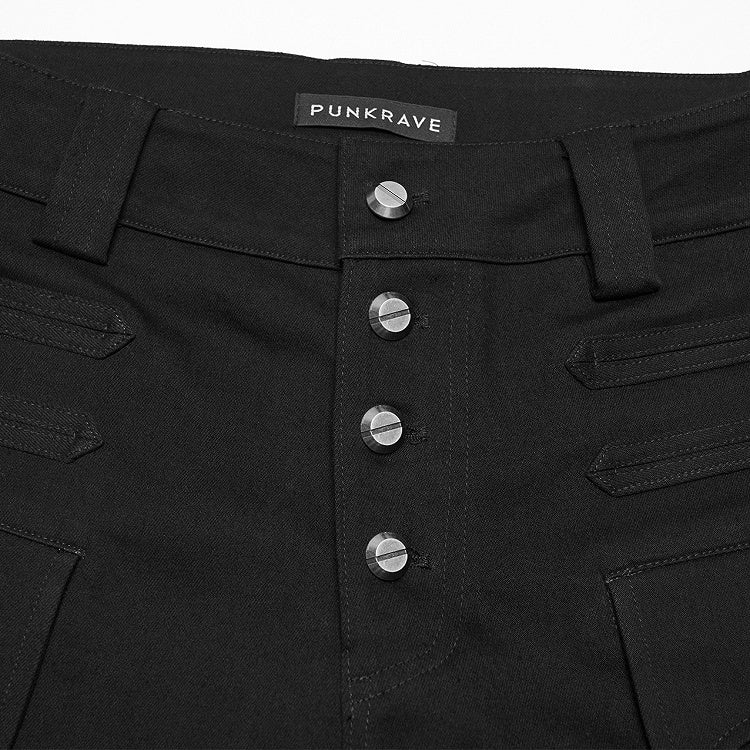 Dual-Pocket Black Baron Uniform Men's Trousers - Punk Rave