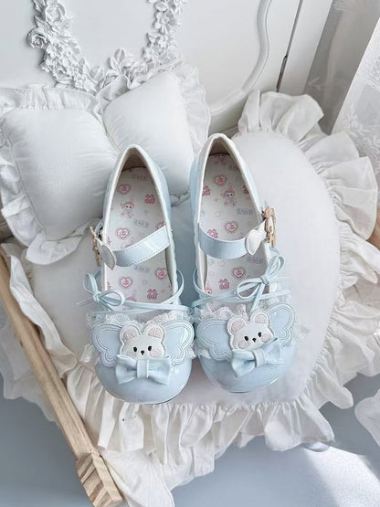 Lace Sky Jane Accents with Shoes Sweet Crisscross Low-heel Blue Lolita Mary Design