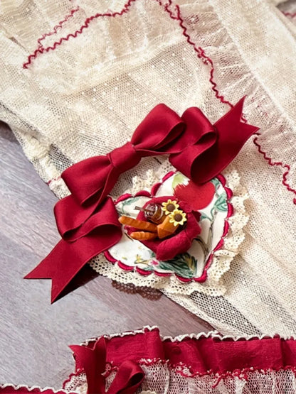 Rote Schleife Brotkorb Herzförmige Brosche