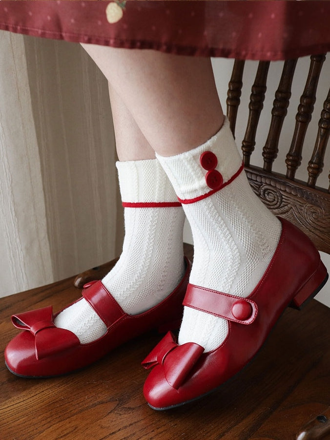 Lolita Bow Design Low-heel Red Fit Slip-in Mary Classic Top at Janes