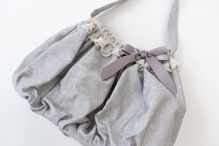 Pink Bag Gray Blue Hand /