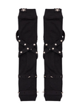 Criss-cross Straps Studded Gloves Black/Gray/Pink