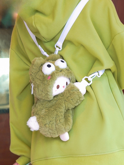 Grüner Frosch Lamm Plüsch Rucksack Umhängetasche Mittel/Groß