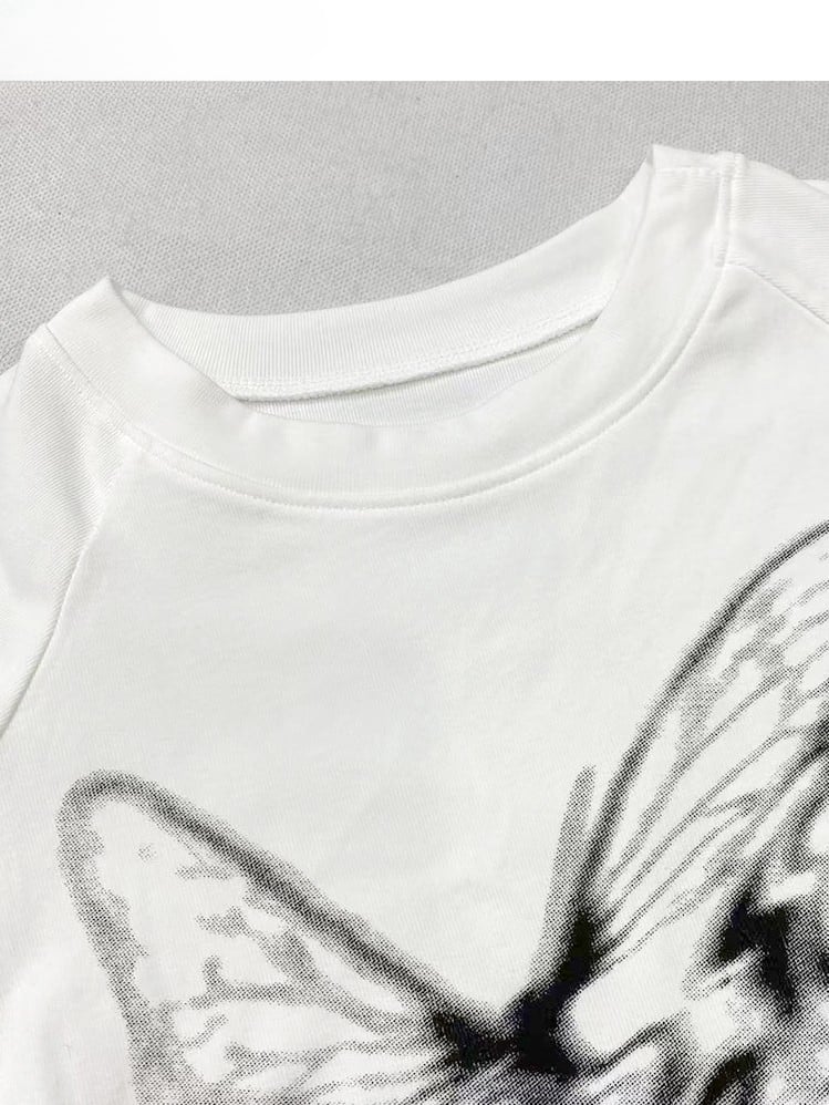 T-shirt Butterfly White Print Glamorous Bittersweet