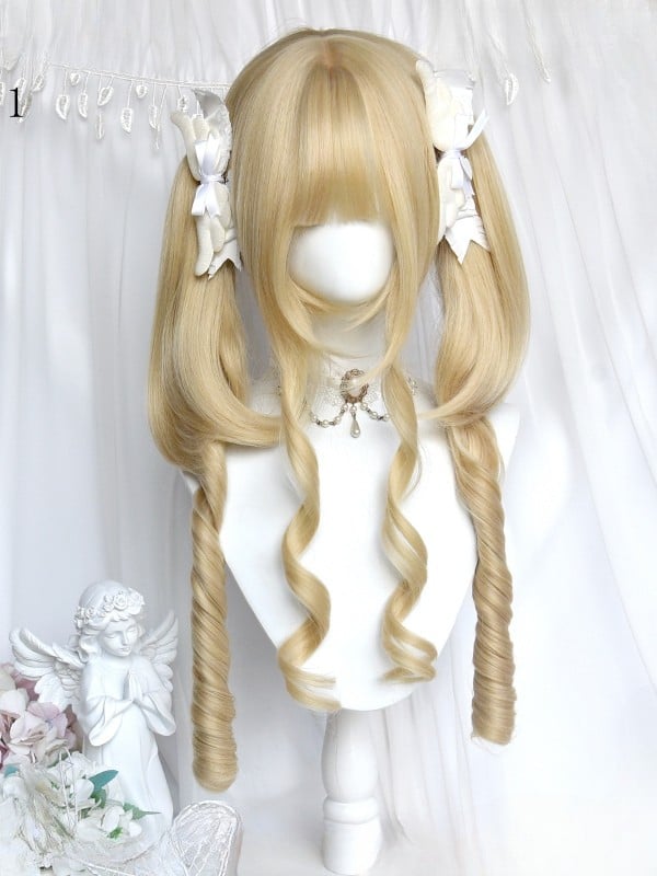 フルカーリーダブル、ローマン45CMウィッグ長さブロンド+クロークリップ前髪ポニーテール
