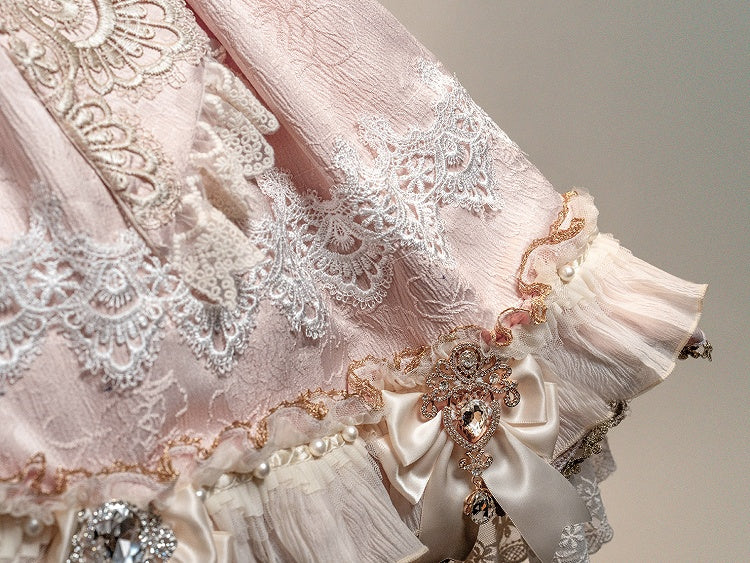 Bead Bow Accents Dress Rhinestone Lolita Pink Princess and