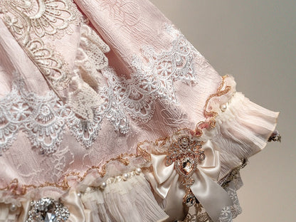 Bead Bow Accents Dress Rhinestone Lolita Pink Princess and