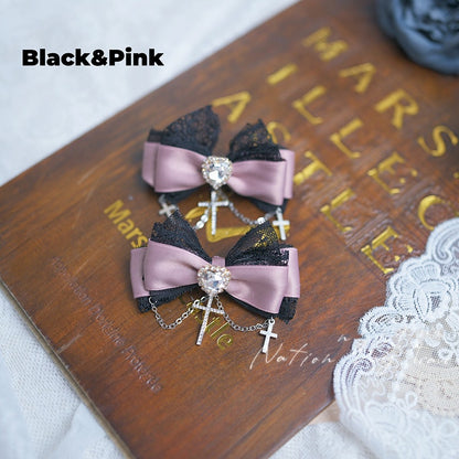 5ハートラインストーンレーストリムジライケイボウヘアクリップチェーンカラークロス