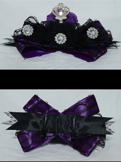 Krone verziert Trim Design Haarspange Floral Spitze Bowknot Lila/Rot