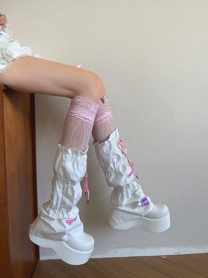 Socks Pink Calf Lace