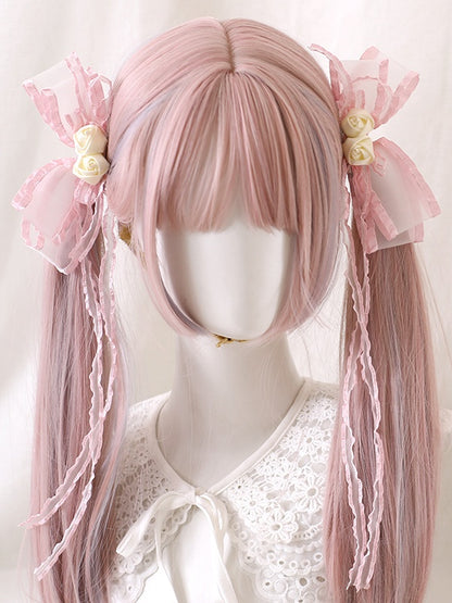 Colors of Pair A Hairclips 7 Bowknot Bud Ribbon Asymmetric