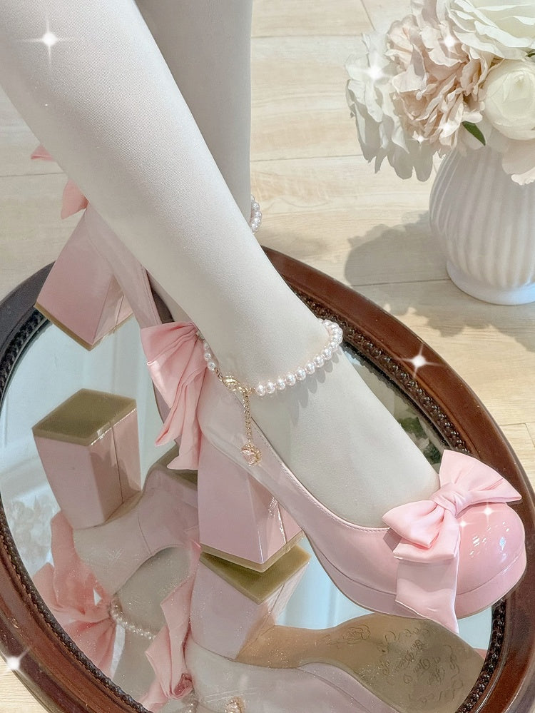 Shoes Mary Sweet Bowknot Round Pink Details Toe Janes Platform Lolita