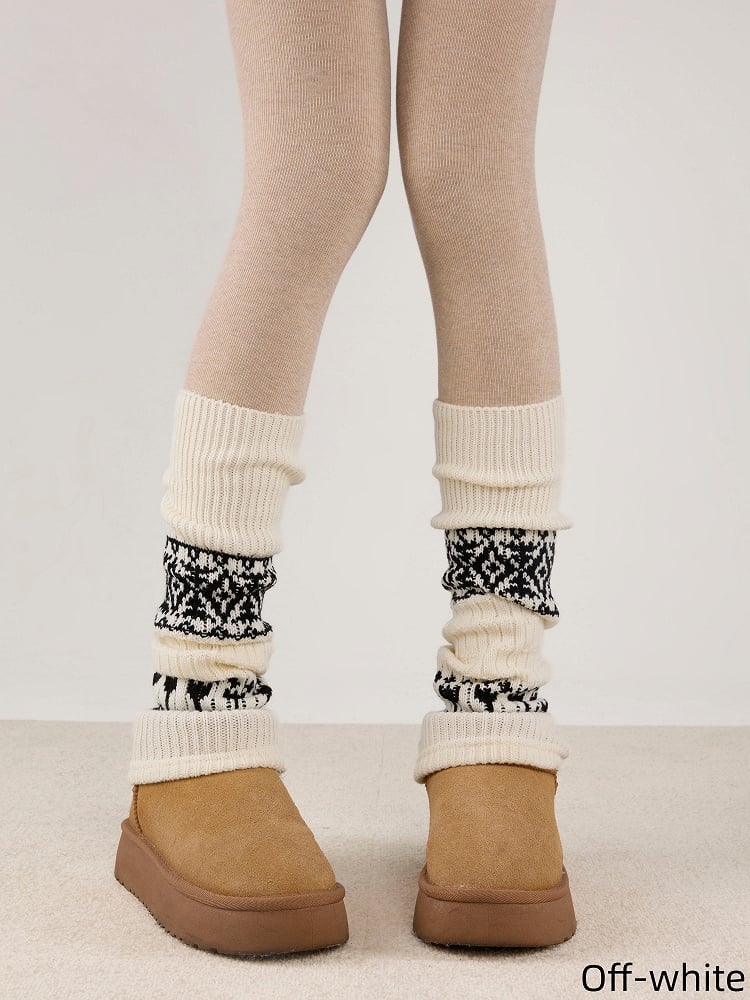 Knitted and Floral Leg 6 Geometric Warmers Colors Pattern