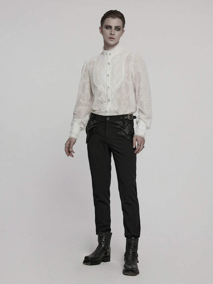 White Men's Romantic Shirt Chiffon