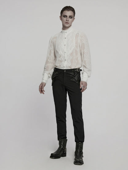 White Men's Romantic Shirt Chiffon