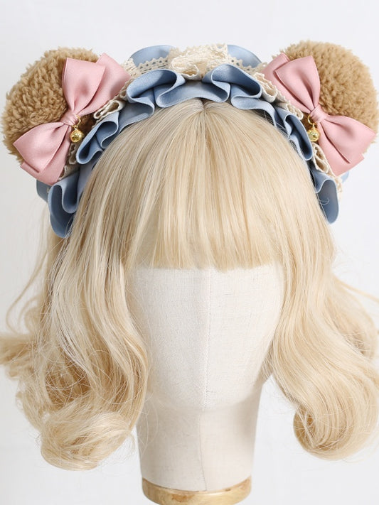 Bear Bell with Blue and Sweet Decorations KC Lolita Pink Bowknot Ear