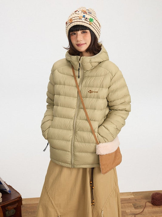 Down Construction Baffle Green Jacket Hooded