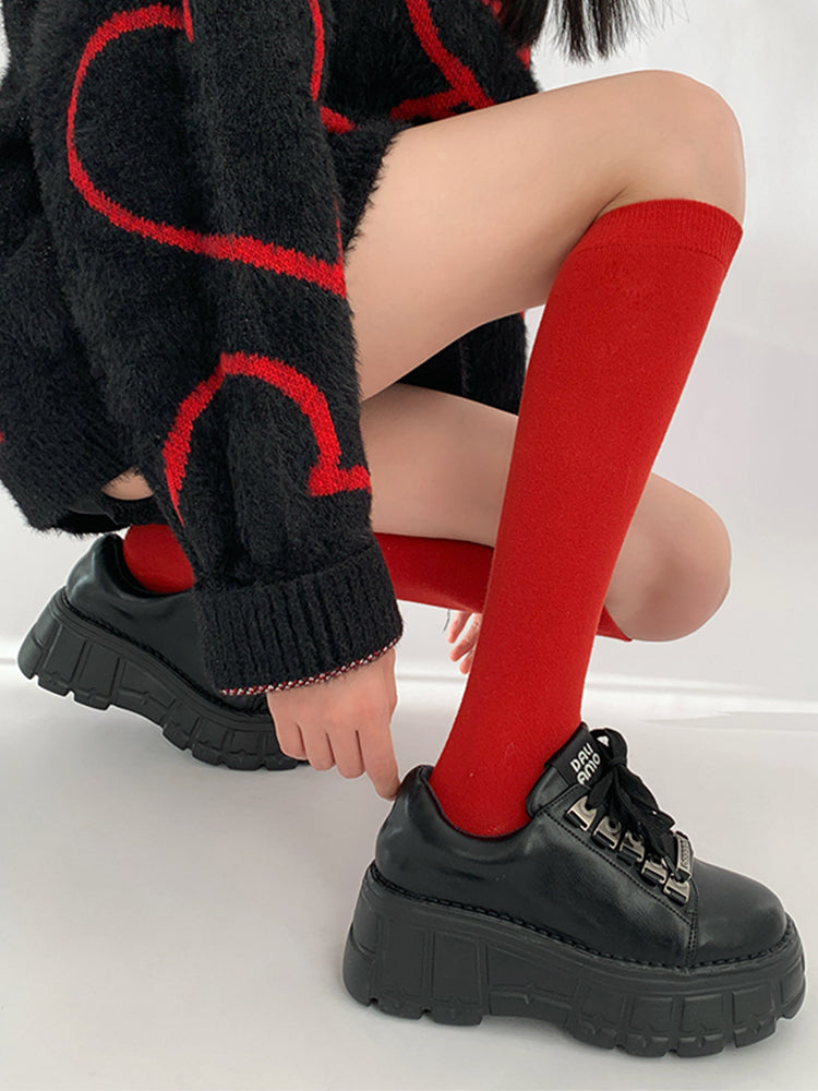 Slim-Fit Calf Socks Red