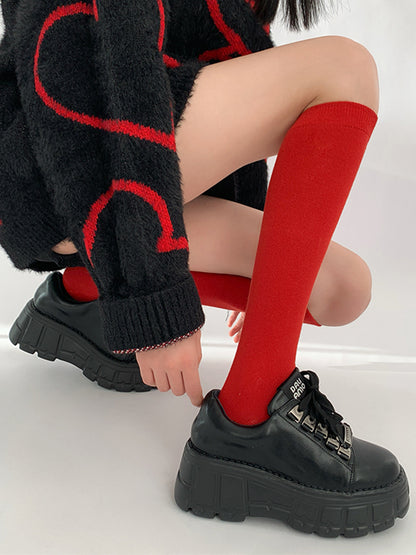 Slim-Fit Calf Socks Red