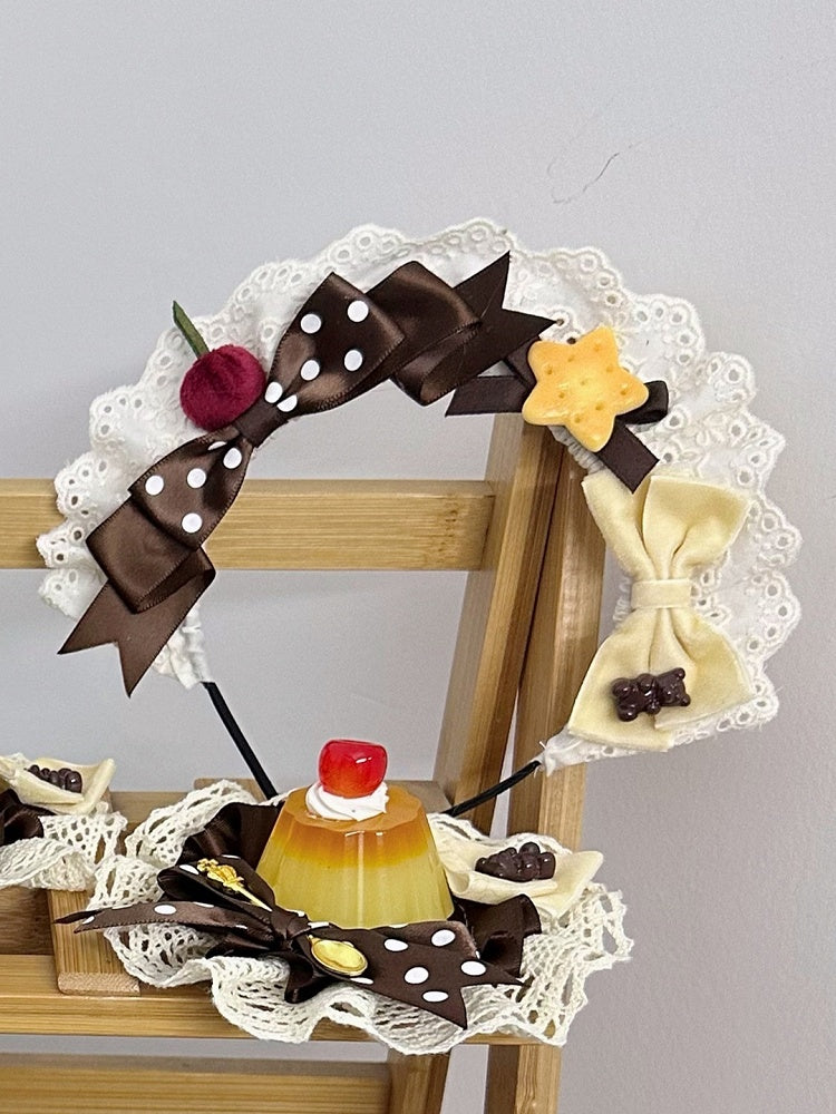 KC Lace Sweet Decoration with Bows Brown/Blue andCherry Lolita