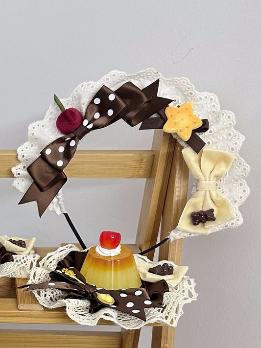 KC Lace Sweet Decoration with Bows Brown/Blue andCherry Lolita