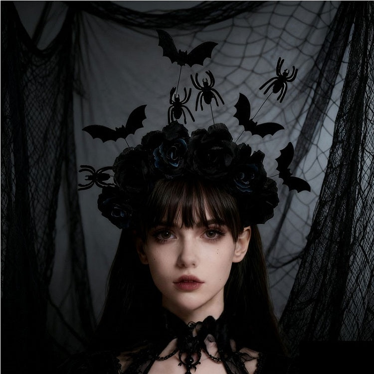 Accents Black Design Blue Rosette Gothic Spider with and KC Bat