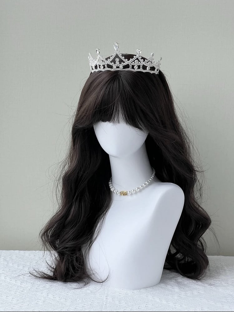 Wavy Tea Wig 60CM with Bangs Air Black