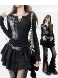 Kleid Schwarz Y2K Print Design