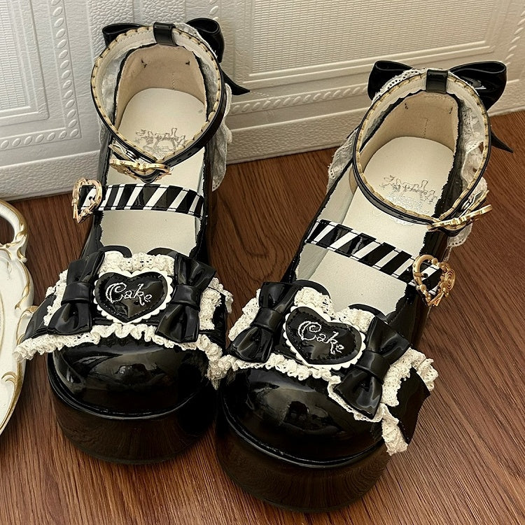 Sweet Black Mary with Lolita Toe Platform Round Janes