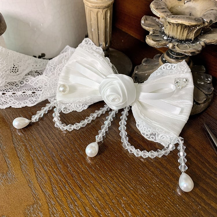 ホワイト/ピンク/ブルー/グリーンの蝶結びヘアクリップ