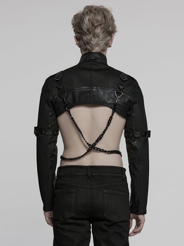 Black Men's Punk Cool Ultra Short Jacket
