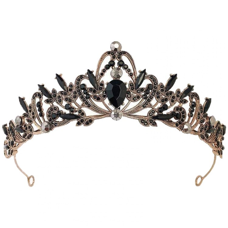Black and Gold Gothic Punk Rhinestones Crown