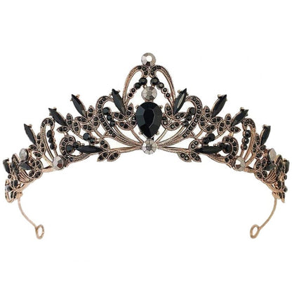 Black and Gold Gothic Punk Rhinestones Crown