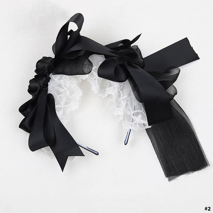 KC Black Lolita Lace Bow Accents