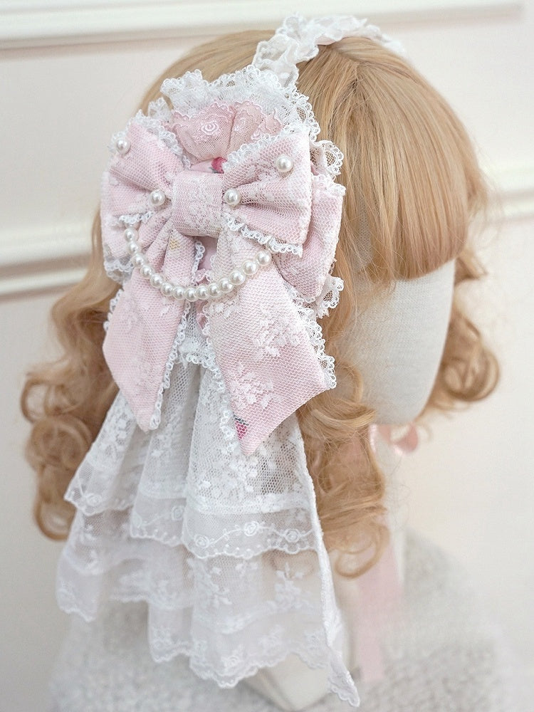 Floral Black / Blue Hairclip Pink
