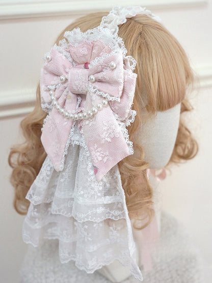 Floral Black / Blue Hairclip Pink