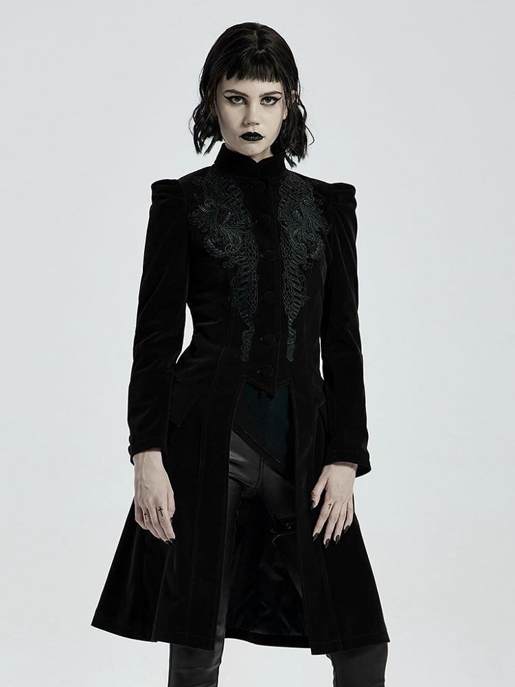 Length Mid Goth Coat Black