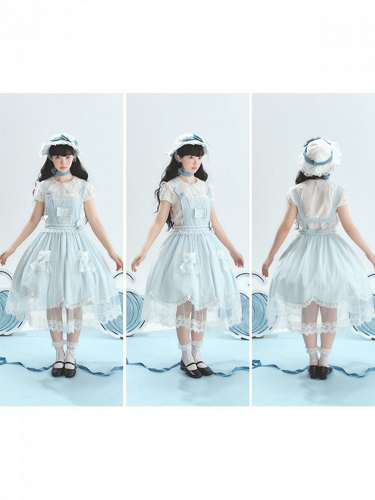 Summer Beach Blue White Lace Overlay Lolita Dress - Liz Bird