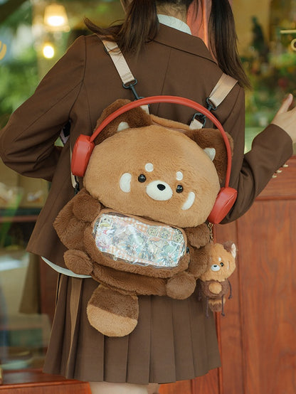 Brauner süßer roter Panda-förmiger Plüschrucksack mittlere/große Größe