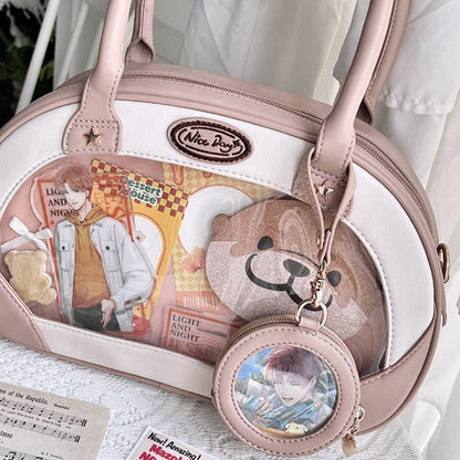 Disc Dog Holder Round-Shaped Pattern Pink with Card Design Flying