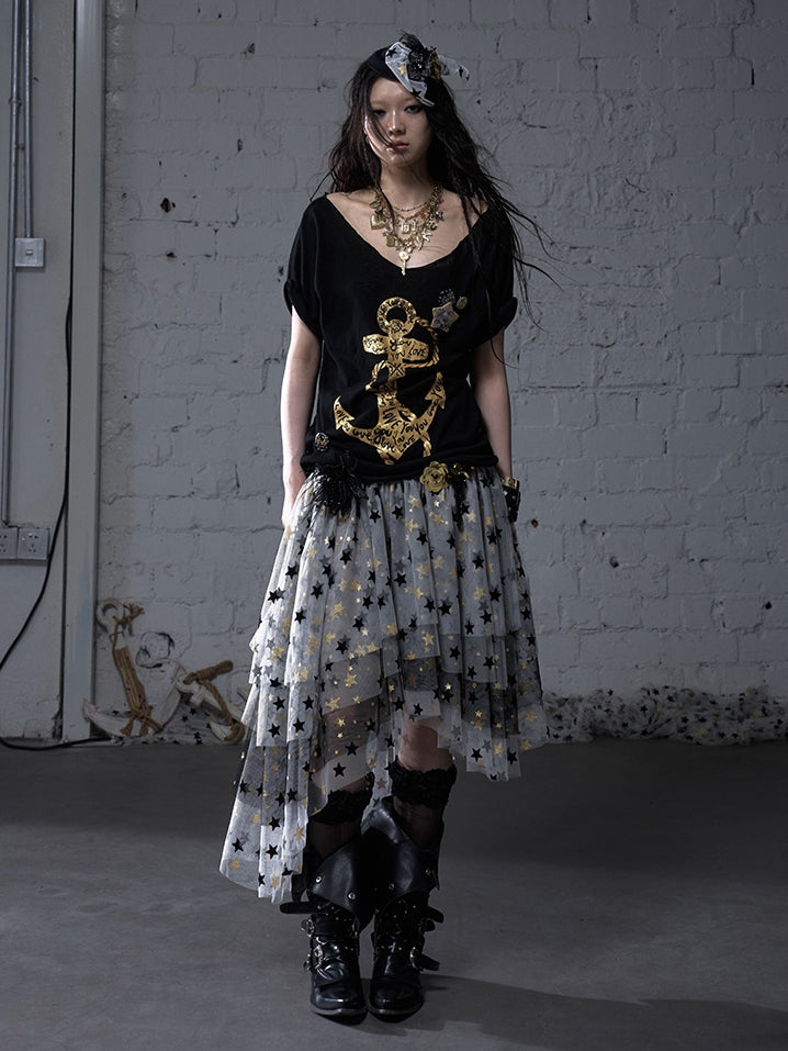 Kleid Balletcore Stufenrock aus Netzstoff, trägerlos, Grau/Asche