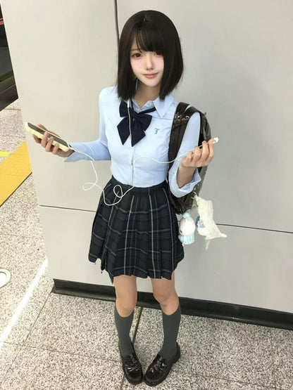 Blue Preppy Shirt Style Uniform JK