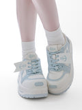 Light Blue Tenshi Kaiwai Platform Sneakers with Anchor Fish Bone Decor and Front Lace-Up Size 35 - GURURU