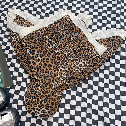 Y2K Baseball Yellow Gyaru Cap Leopard Trim Fashion Lace Pattern