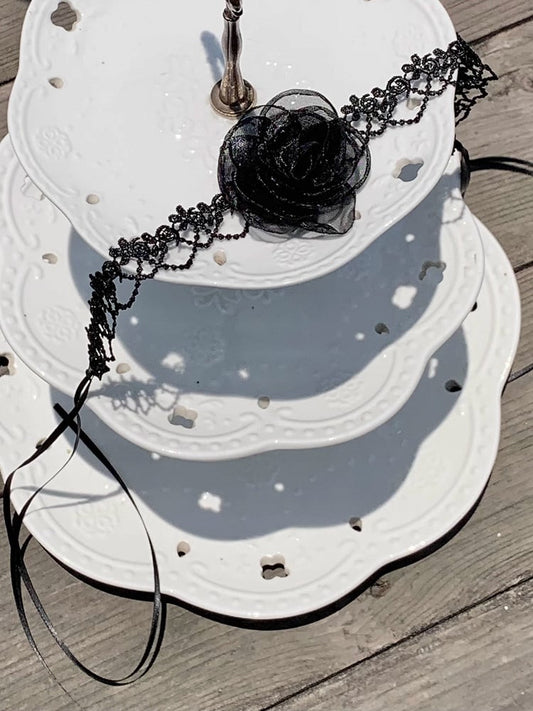 Blumen Choker Schwarz