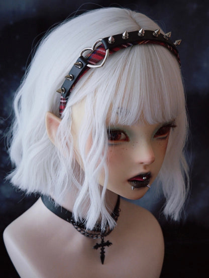 KC And Design Heart Red With Plaid Buckle Black Studs Pattern