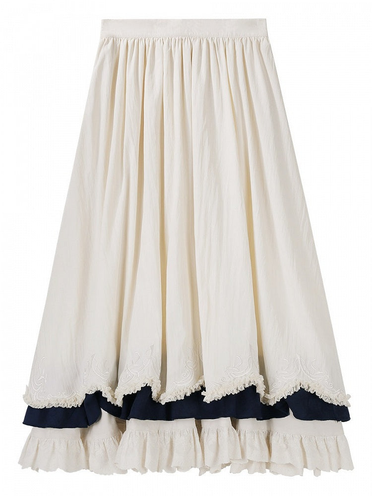 Classic Lolita Four-Piece Set with Ruffles and Embroidery - Xiong Dou Jiang