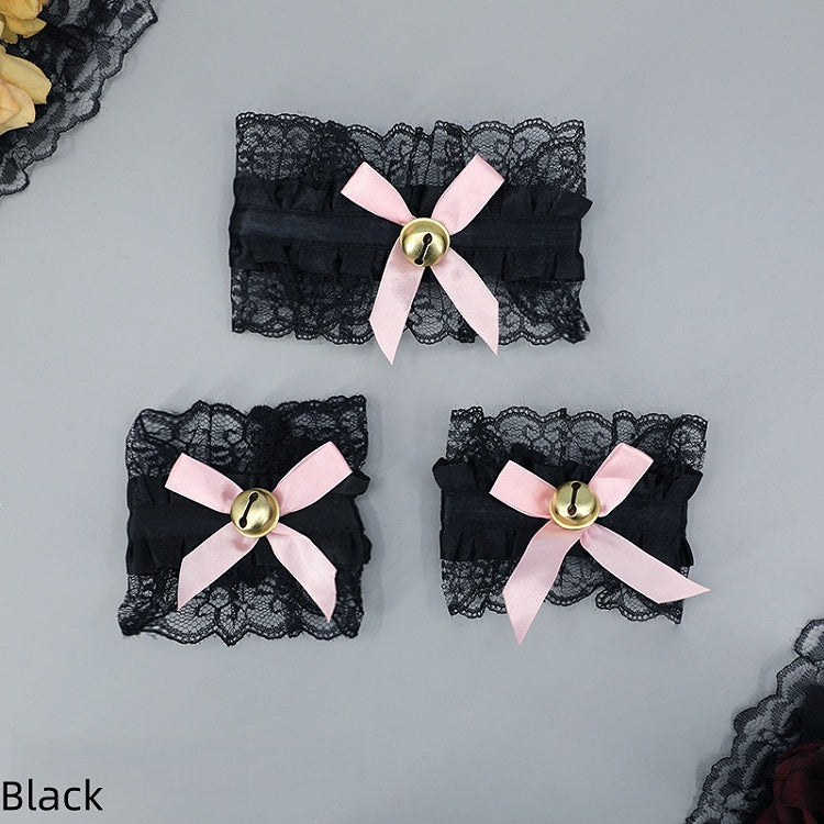 Cuffs Lace Choker Pair 12 + - of A Lolita Bell Wrist Set Colors