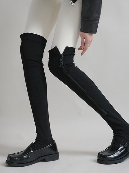 Zip-Up Stockings Sporty Black