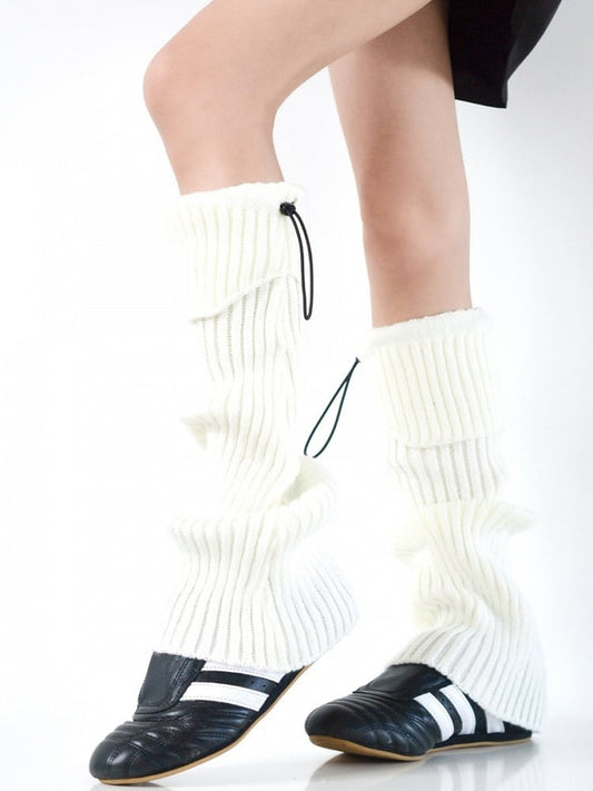 Vertical Colors Pattern Design Leg Drawstring Warmers Knitted Striped 8